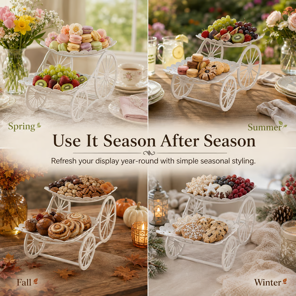 Vintage Carriage Fruit & Dessert Display Stand