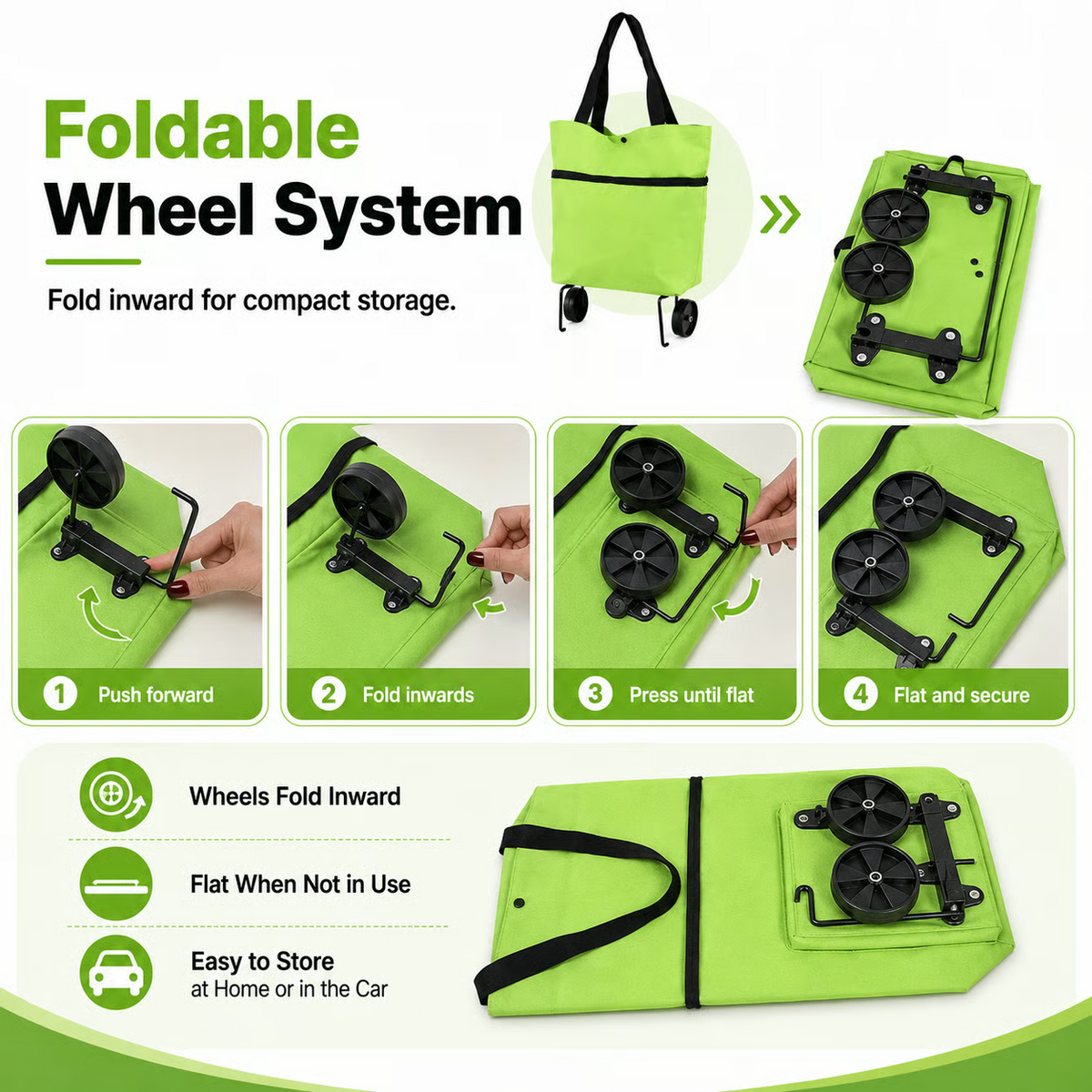 Foldable 2 in 1 Rolling Shopping Tote