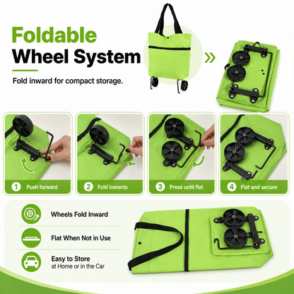 Foldable 2 in 1 Rolling Shopping Tote