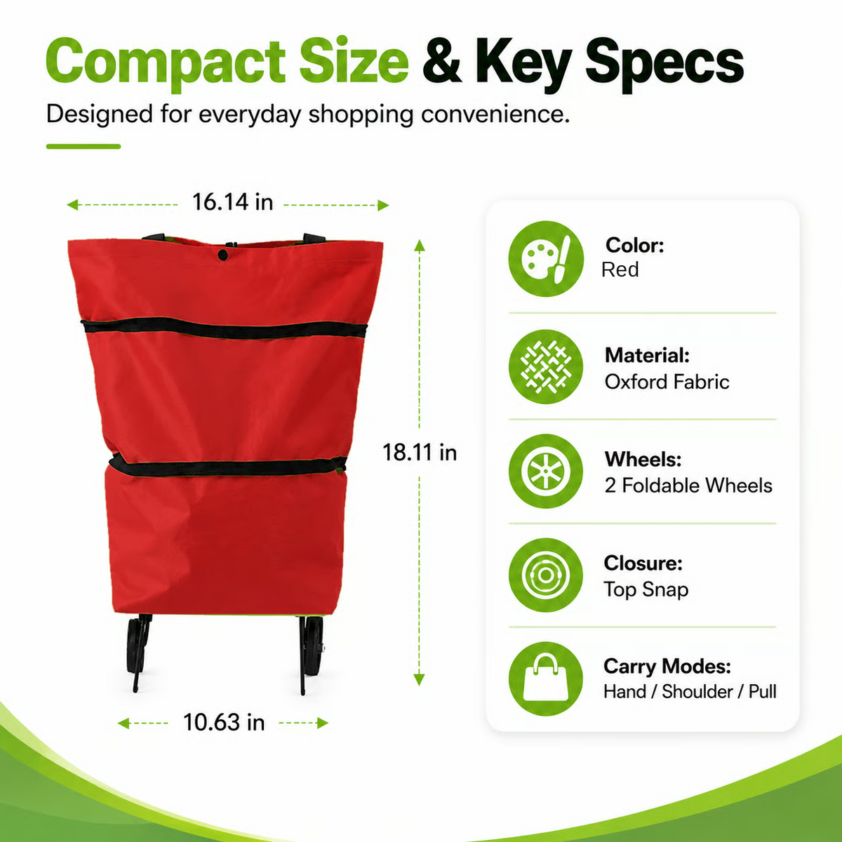 Foldable 2 in 1 Rolling Shopping Tote