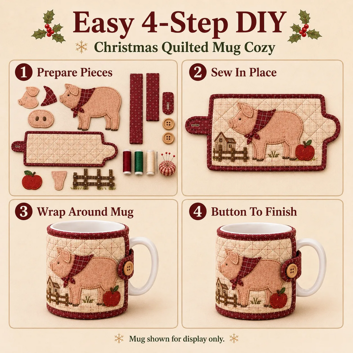 🐷 Farmhouse Friends Mug Cozy Sewing Kit