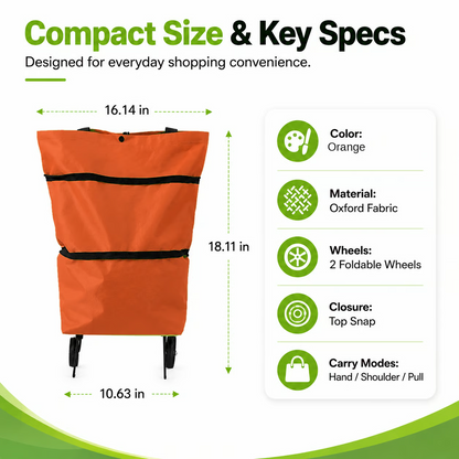 Foldable 2 in 1 Rolling Shopping Tote