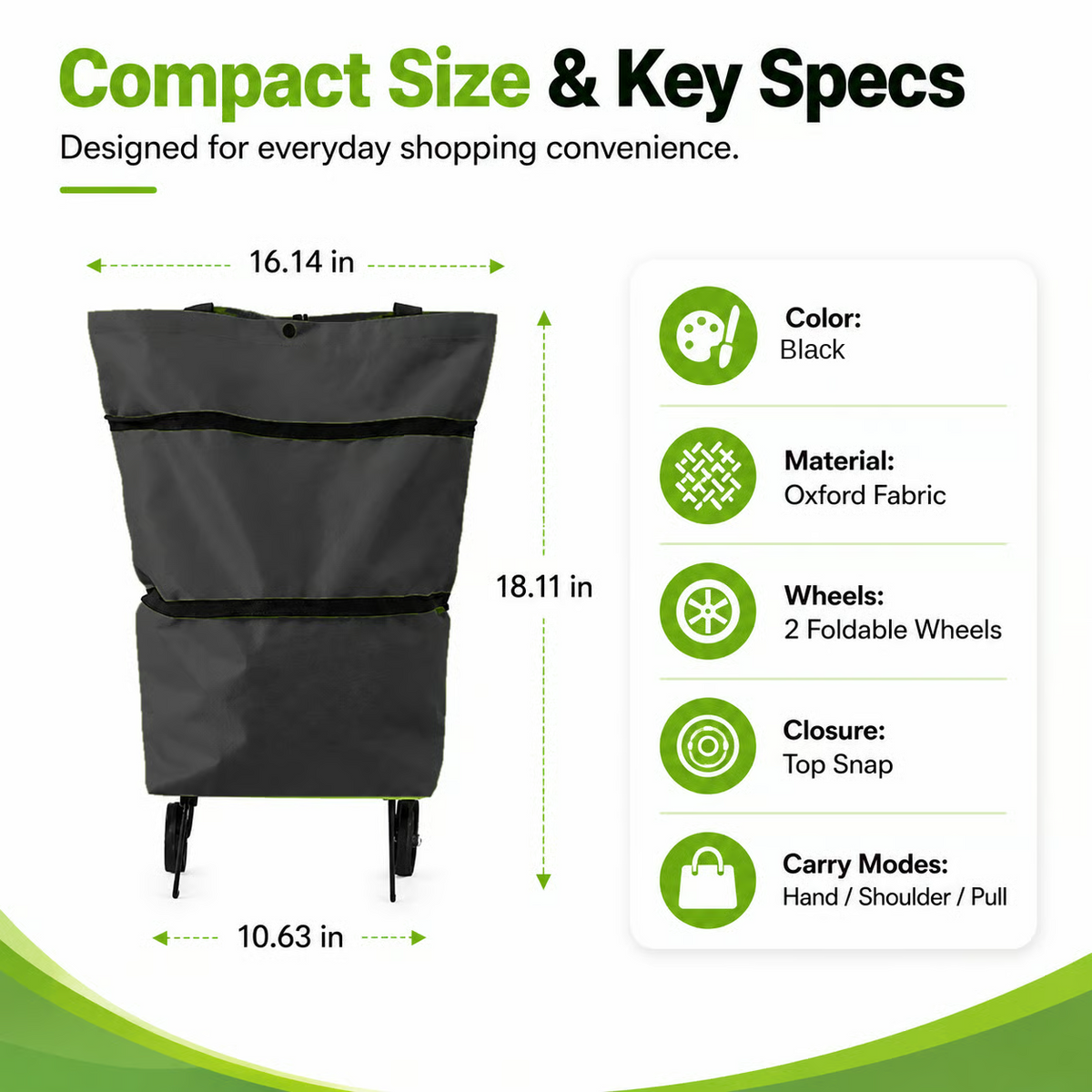 Foldable 2 in 1 Rolling Shopping Tote