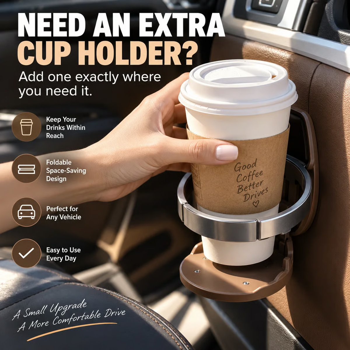 🚗 Universal Foldable Car Cup Holder