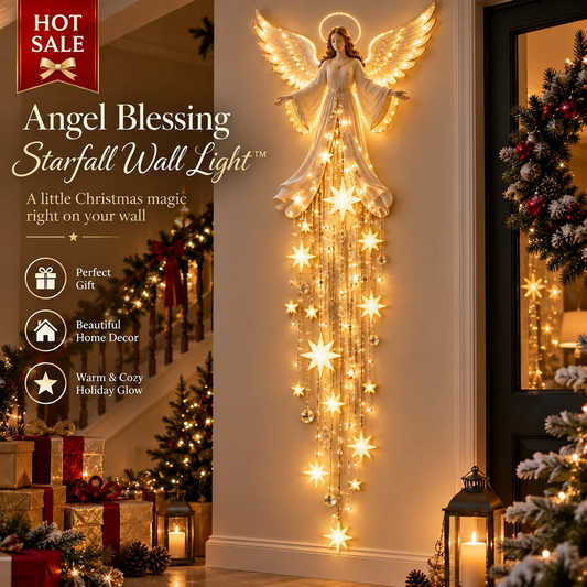 ✨Last Day 49% OFF✨ Angel Blessing Starfall Wall Light™ – Heavenly Christmas Wall Decor