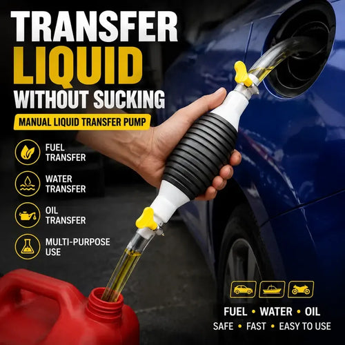 ⛽Manual Siphon Pump Kit with 1M Hose,Valve, Rubber Pump Bulb & 2 Hose Clamps, Liquid Transfer Pump for Fuel Water Oil, Car Boat Motorcycle