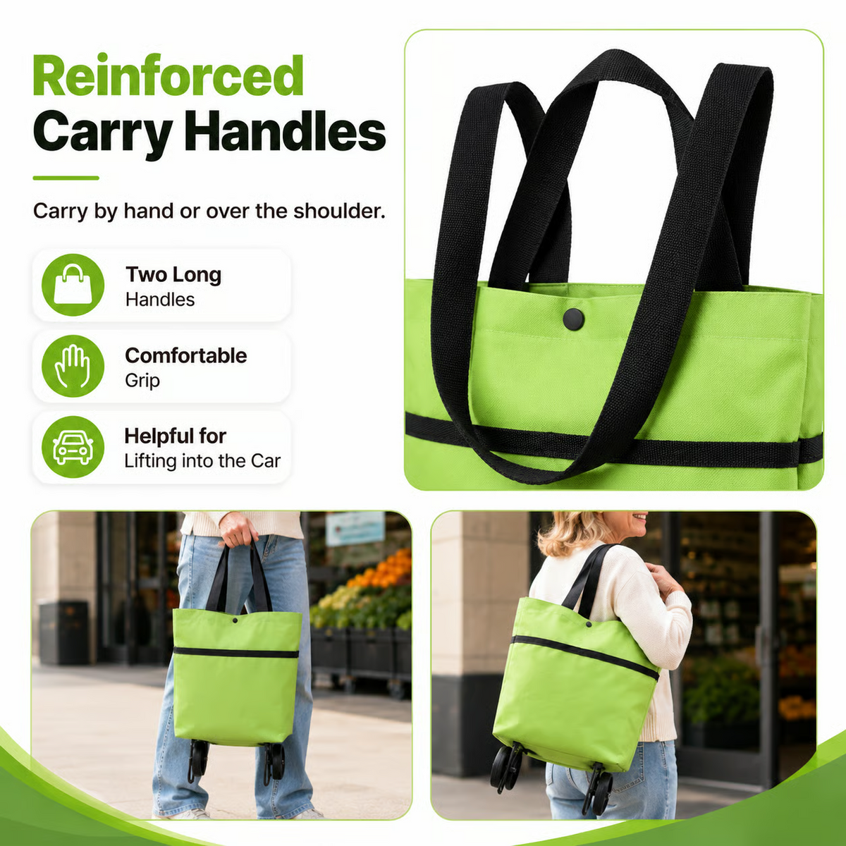Foldable 2 in 1 Rolling Shopping Tote