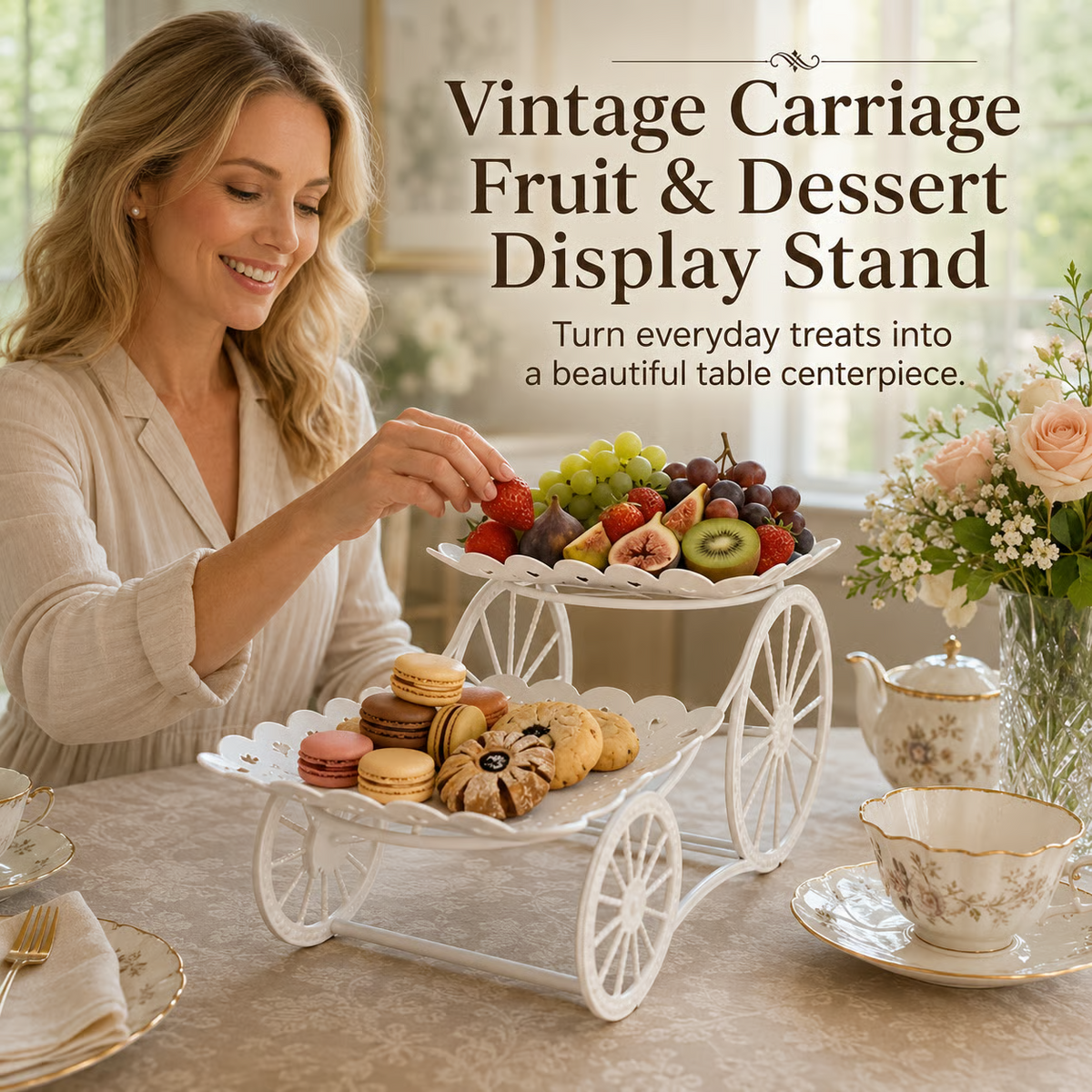 Vintage Carriage Fruit & Dessert Display Stand