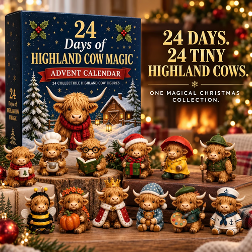 🎁24-Day Highland Cow Advent Calendar – 24 Mini Collectible Surprises