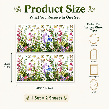 Floral Butterfly Mirror Decoration Stickers
