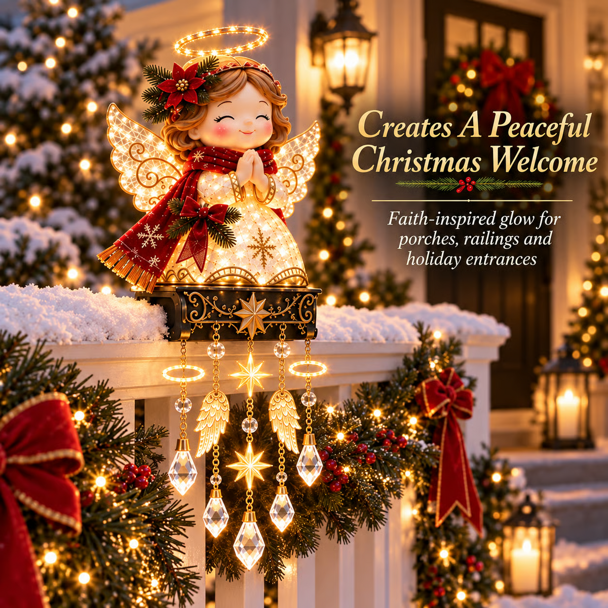 Christmas Angel Porch Railing Lights