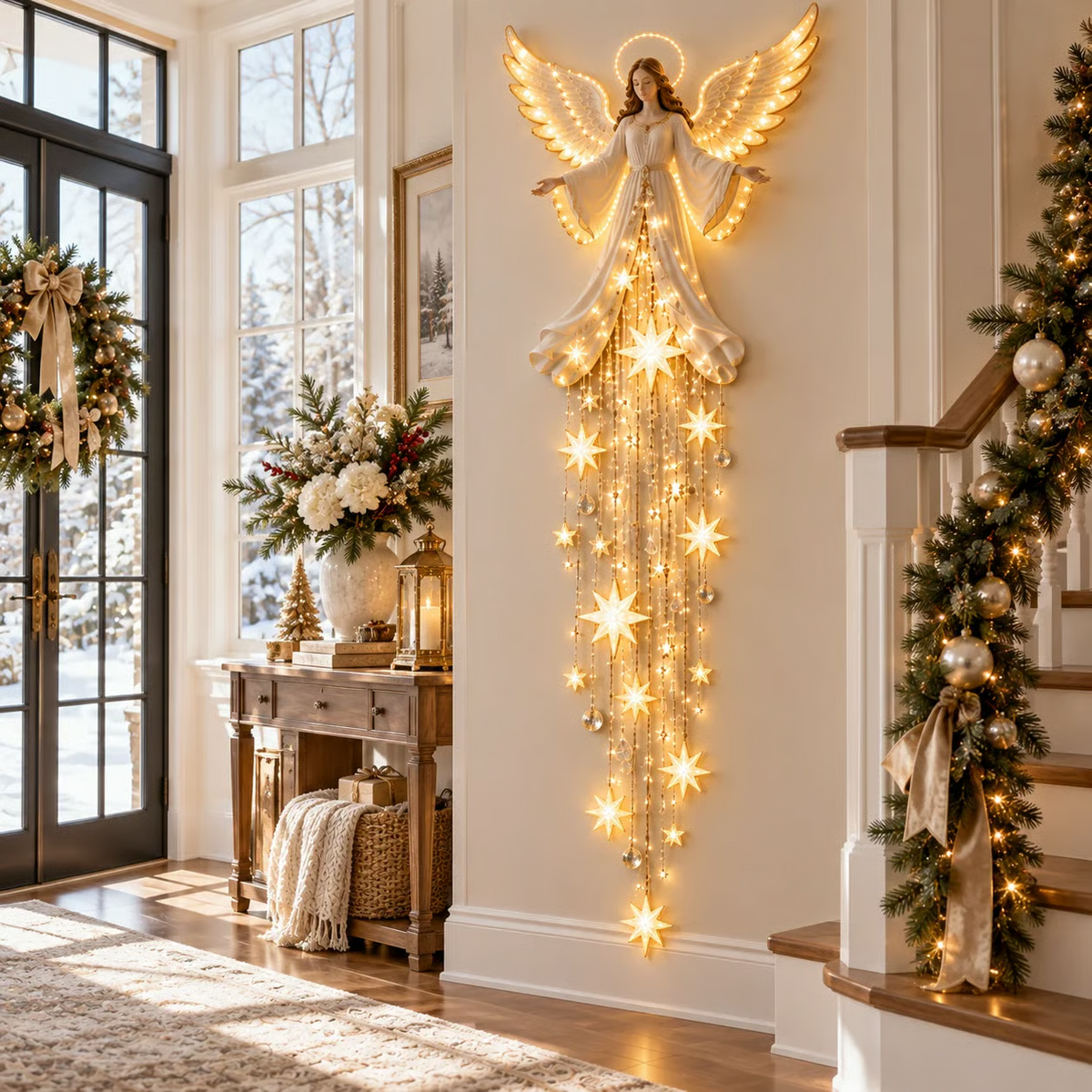 ✨Last Day 49% OFF✨ Angel Blessing Starfall Wall Light™ – Heavenly Christmas Wall Decor