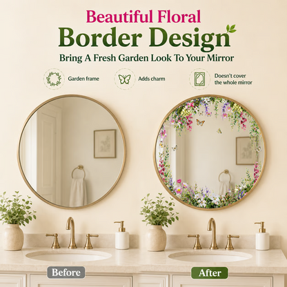 Floral Butterfly Mirror Decoration Stickers