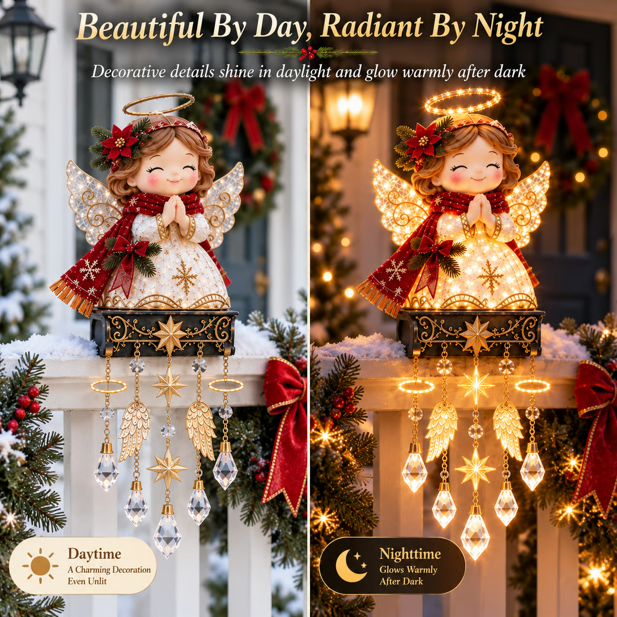Christmas Angel Porch Railing Lights