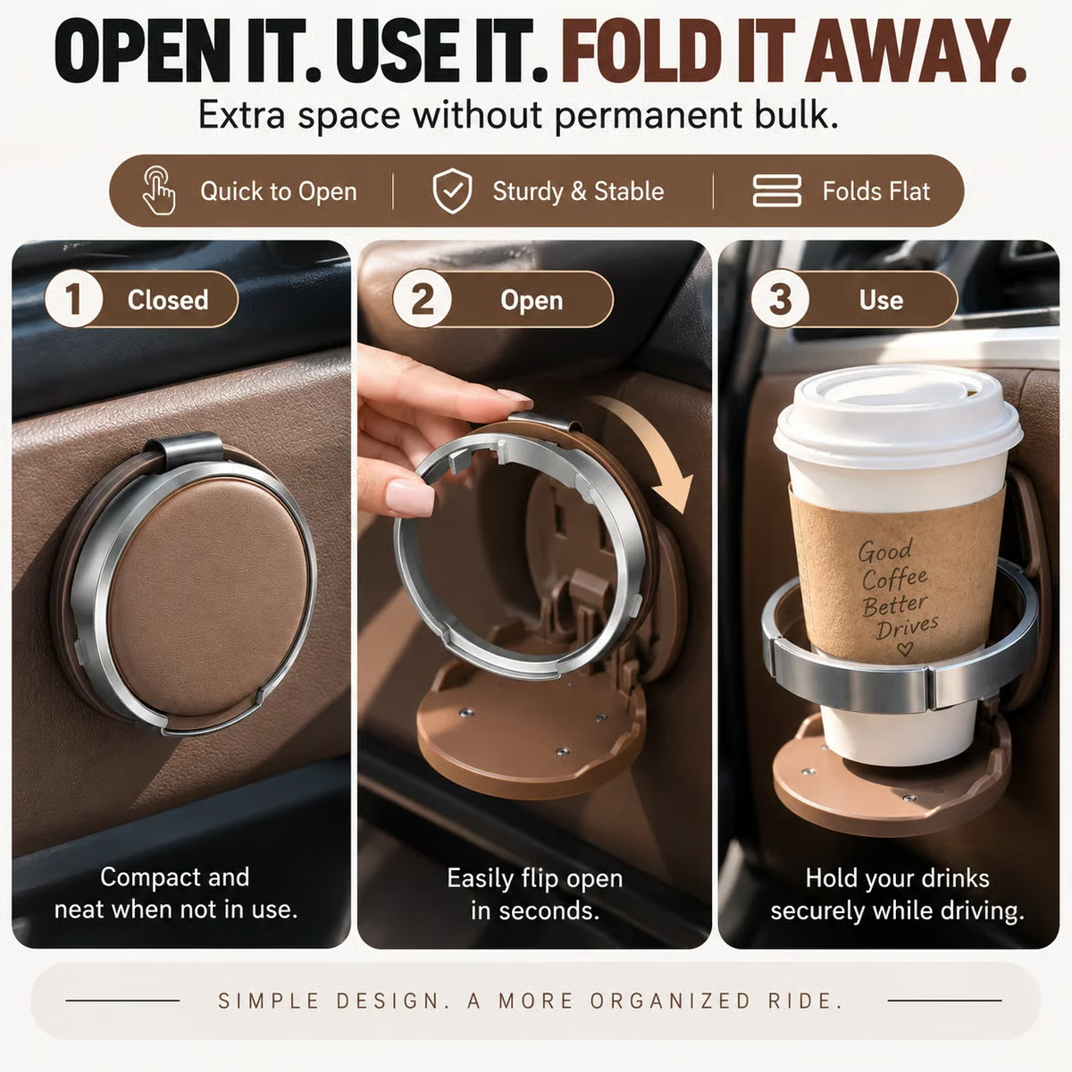 🚗 Universal Foldable Car Cup Holder