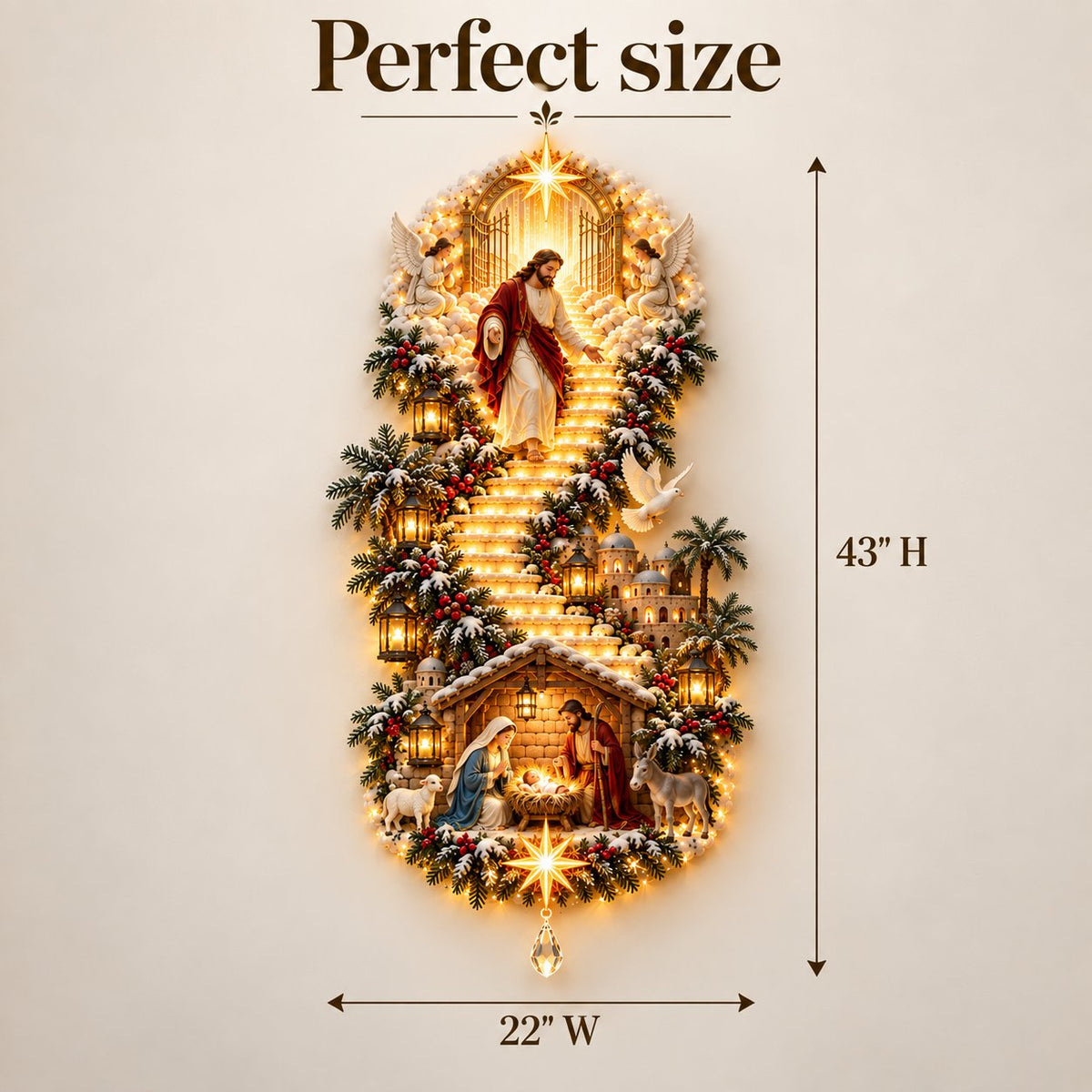 ✨ Last Day – 50% OFF!✨ Jesus Light of Heaven Christmas Wall Hanging✝️