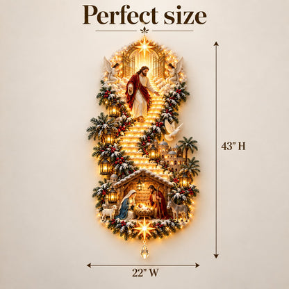 ✨ Last Day – 50% OFF!✨ Jesus Light of Heaven Christmas Wall Hanging✝️