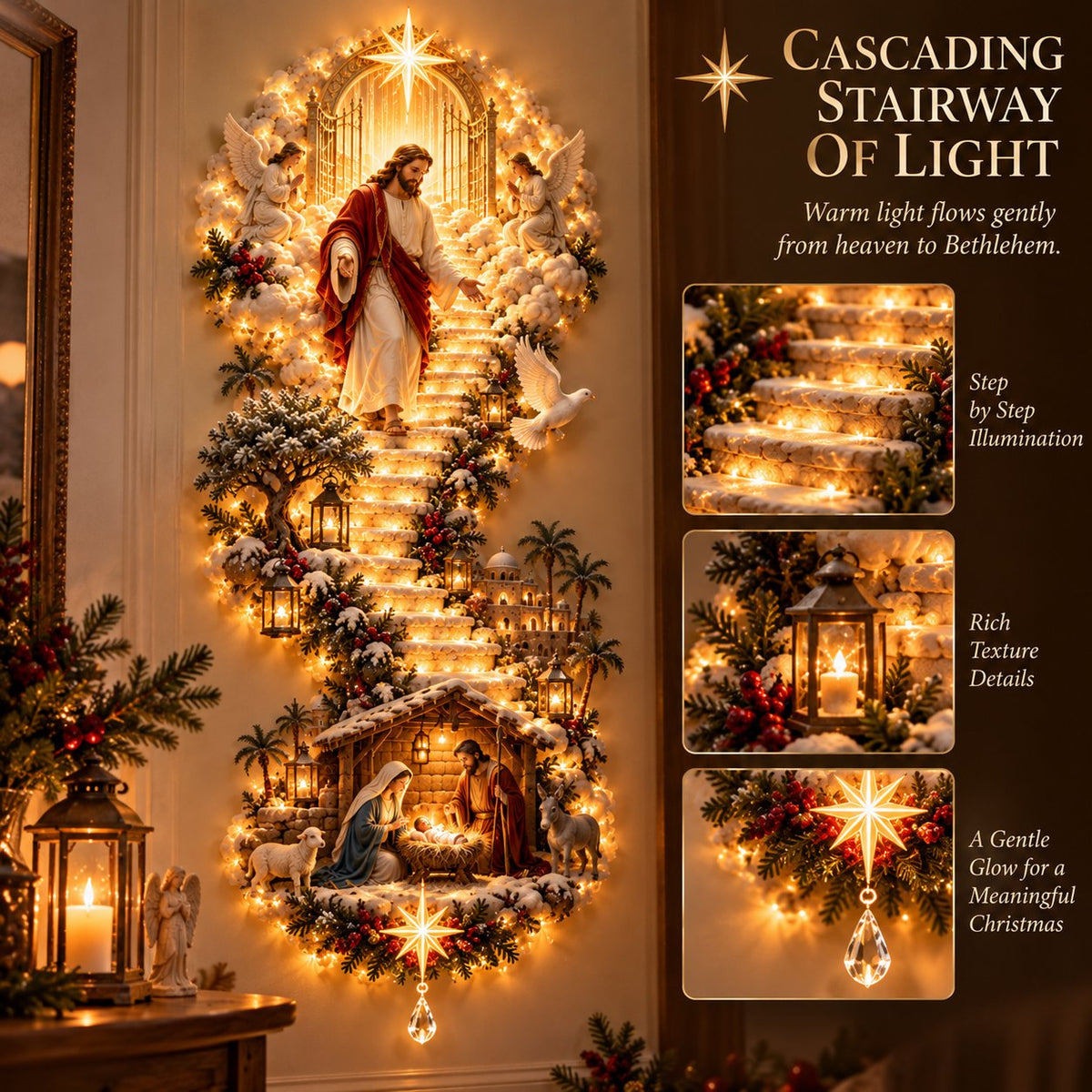 ✨ Last Day – 50% OFF!✨ Jesus Light of Heaven Christmas Wall Hanging✝️