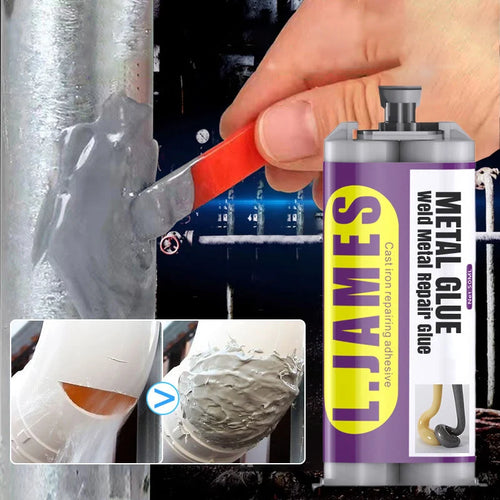 Weld Metal Repair Glue – Repairs exhaust pipes, metal pipes & more. Cures at room temp – sand, drill & paint after curing!